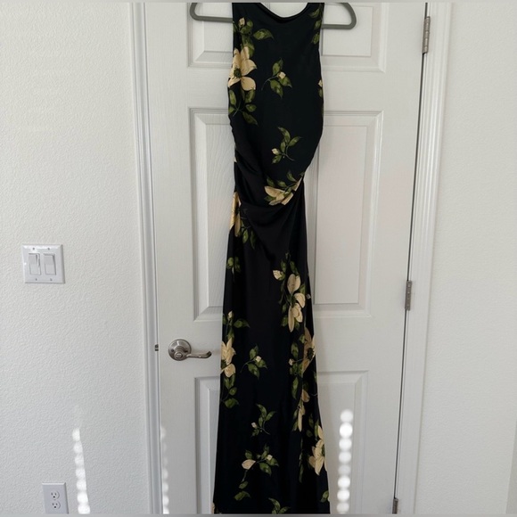 NEW Reformation Anaiis Silk Dress Black Floral Mood For Love 6 - Picture 15 of 16